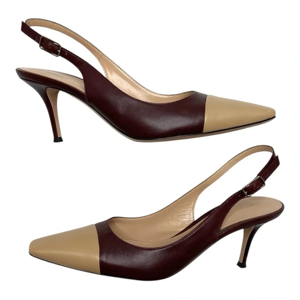 Gianvito Rossi Leather Cap Toe Slingback Size 39